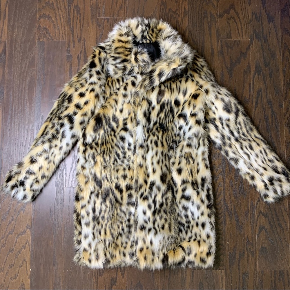 Missguided Leopard Print Faux Fur Coat, Size 6